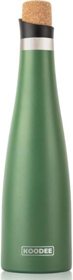 koodee Wine Bottle - 32 oz Insulated Stainless Steel Wine Bottle with Double Wall Vacuum Sealed Lids,for Wine Lovers Keeps Wine Cold for 24 Hours and Hot for 12 Hours (Dark Green,1000ml) - Image 2