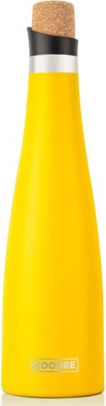 koodee Wine Bottle - 32 oz Insulated Stainless Steel Wine Bottle with Double Wall Vacuum Sealed Lids,for Wine Lovers Keeps Wine Cold for 24 Hours and Hot for 12 Hours (Yellow,1000ml) - Image 2
