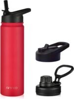 mininoo 24 oz Insulated Water Bottle with Straw Lid, Stainless Steel Double Wall Vacuum, Leak Proof, BPA Free, Keep Cold for 24H & Hot for 12H(Red) - Image 2