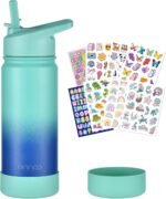 mininoo Kids Water Bottle for School, 16oz Stainless Steel Insulated Water Bottle Kids with Straw Lid for Girls, Boys (Sky/Blue) - Image 2