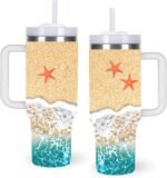 momocici 40oz Beach Tumbler with Handle Gifts for Women.Beach Lover Cups Tumbler Gifts for Women.40 oz Birthday Christmas Beach Cup Tumblers for beaches lover. - Image 2