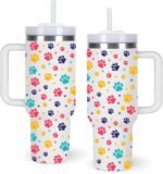 momocici 40oz Paw Print Tumbler with Handle Gifts for Women.Paw Print Lover Cups Tumbler Gifts for Women.40 oz Birthday Christmas Paw Print Cup Tumblers for paw print lover. - Image 2