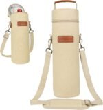 opux Wine Bag Single Bottle Carrier Tote, Insulated Wine Cooler Bag for Travel Picnic Beach with Shoulder Strap, Thermal One Bottle Holder Carrying Case Wine Gift for Women Men, Beige Cream - Image 2