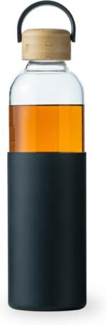 wangsdjy 34oz Glass Water Bottles with Silicone Sleeve, BPA Free Water Bottle Glass with Leak-Proof Lid, Reusable Water Bottle for Hot & Cold, Ideal for Hiking Travel Gym office (Black) - Image 2