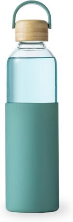 wangsdjy 34oz Glass Water Bottles with Silicone Sleeve, BPA Free Water Bottle Glass with Leak-Proof Lid, Reusable Water Bottle for Hot & Cold, Ideal for Hiking Travel Gym office (Green) - Image 2