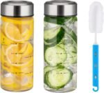 weasland Glass Juice Bottles 12oz - 2 Pack Wide Mouth Water Bottles with Lids for Juicing Reusable Juice Bottles for Smoothie Beverage Storage BPA Free Leakproof Borosilicate - Image 2