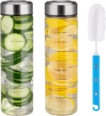 weasland Glass Juice Bottles 20oz -2 Pack Mouth Water Bottles with Lids for Juicing Reusable Juice Bottles for Smoothie Beverage Storage BPA Free Leakproof Borosilicate - Image 2