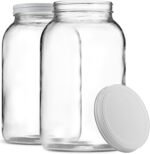 1 Gallon Glass Jar With Lid – 2 Pack Large Glass Jar With Airtight Metal Lids - USDA Approved BPA-Free Dishwasher Safe, Wide Mouth Sun Tea Jar, Gallon Mason Jar for Storage, Fermenting, And Brewing - Image 2