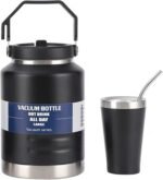 1.5 Gallon Large Insulated Water Bottle + Stainless Steel Cup, 50 oz, Black, 1500 ml Tumbler Jug, Insulated Container, Insulated Jar, 304 SS Thermal Mug, Leak-Proof, Hot/Cold for Sports Travel Gym - Image 2