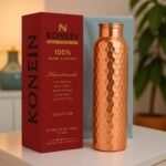 100% Copper Water Bottle, Diamond Matty Finish Design, (34 Oz/1000ml), Ayurvedic Copper Bottle for Drinking water with Nature Health Benefits, Leak-Proof, Durable & Eco-friendly - Image 2