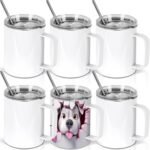 12 Oz Sublimation Coffee Mug Blanks With Handle, 6 Pack Stainless Steel Sublimation Coffee Tumbler, Individually Boxed, White - Image 2