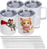 12OZ Sublimation Insulated Stainless Steel Coffee Mug with Lid Bulk 1 Pack,Double Wall Vacuum Travel Coffe Cup with Handle,Reusable Metal Tumbler,Camping Mugs Keep Hot (4) - Image 2