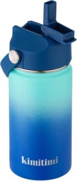 12oz Insulated Water Bottle with Straw, Portable Stainless Steel Cup with Carrying Handle, Leakproof Water Bottle -Blue - Image 2