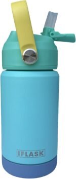 12oz Kids Water Bottle with Straw Lid | 100% Leak Proof | Insulated Stainless Steel Double Walled Thermos | BPA and Sweat free | Hot & Cold (Blue) - Image 2