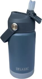 12oz Kids Water Bottle with Straw Lid | 100% Leak Proof | Insulated Stainless Steel Double Walled Thermos | BPA and Sweat free | Hot & Cold (Gray) - Image 2