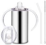 12oz Stainless Steel Sippy Cups for Toddlers with Handles, Spill Proof Double Wall Vacuum Insulated Sippy Cups, Kids Straw Cups with Extra Lids for School, Outdoor - Image 2