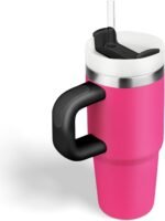 14 oz Tumbler with Handle and Straw, Small 14oz Coffee Cup with Lid and Straw Stainless Steel Tumblers, Outdoor Sports Travel School Gift cup(BarbieBlack) - Image 2