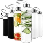 16 Ounce Glass Water Bottles, Reusable Water Bottles with Airtight, Pack of 12, Stainless Steel Lids Carrying Strap And Nylon Water Bottle Protective Sleeves for Hot Or Cold Drinks - Image 2