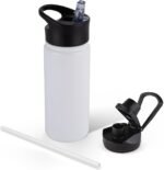 16 oz Insulated Water Bottle for School, Straw & Spout Lid, Keep Cold 24H, Spill Proof, BPA-Free, Double Wall Stainless Steel Kids Water Bottles for Sports, Gym, Travel, White - Image 2