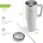 SIPX™ 30 oz Insulated Tumbler with Handle & Straw – Vacuum Insulated Stainless Steel, Leakproof, Cupholder Friendly – Perfect for Iced Coffee, Water & Travel – White - Image 5