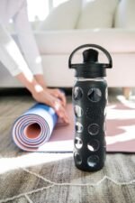 Lifefactory 22-Ounce Glass Water Bottle with Active Flip Cap and Protective Silicone Sleeve, Plum - Image 4