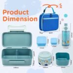 MAISON HUIS Bento Box for Kids with 8oz Soup Thermo, Insulated Lunch Bag & 17oz Water Bottle, 2-Compartment Bento Box with Built-In Ice Pack, Leak-Proof & BPA-Free - Image 3
