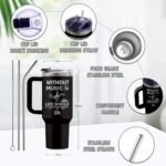 Gifts for Music Lovers, 40 Oz Without Music Life Would B Flag Tumbler with Handle & Straw, Piano Gift for Man, Stainless Steel Song Tumbler, Gifts for Thanksgiving Christmas, 1 PCS - Image 4