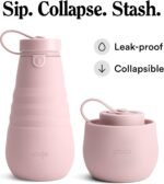 STOJO Collapsible Sports Water Bottle - Leak-Proof Reusable Silicone Travel Cup for Hot & Cold Drinks - Microwave & Dishwasher Safe - AS SEEN ON TODAY SHOW - Parent (Carnation) - Image 3
