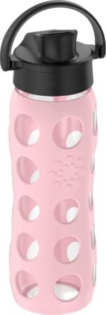 Lifefactory 22-Ounce Glass Water Bottle with Active Flip Cap and Protective Silicone Sleeve, Desert Rose - Image 3
