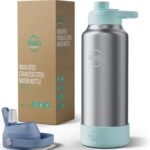 32oz（26+6） oz Insulated Water Bottle with straw and Hidden storage（6oz）, Stainless Steel Double Walled Vacuum Sports Water Bottle with 2 Lids for Gym Camping Hiking (Blue, 32oz) - Image 3