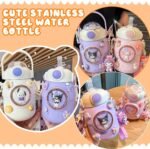 Cute Stainless Steel Water Bottle with Portable Stylish Perfect Sport Set, Vacuum Insulated Bottles 24.6oz (Purple) - Image 5