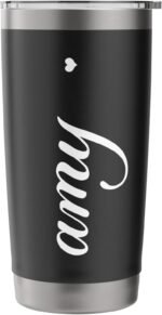 Amy Name Gift Women Girls Monogram Heart Stainless Steel Insulated Tumbler - Image 4