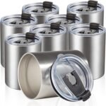 MEWAY 12oz/8Pack Coffee Mug With Lid, Insulated Stainless Steel Reusable Coffee Cup, Double Wall Durable Coffee Mug, Powder Coate，For Coffee, Beer, Home, Office(Silver,8 Pack) - Image 3