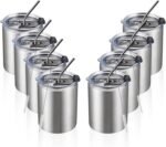 MEWAY 12oz/8Pack Coffee Mug With Lid, Insulated Stainless Steel Reusable Coffee Cup, Double Wall Durable Coffee Mug, Powder Coate，For Coffee, Beer, Home, Office(Silver,8 Pack) - Image 7