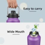 1 Gallon Jug with Handle,128 oz Insulated Water Bottle with Carrying Pouch, Double Wall Vacuum Stainless Steel Metal Bottle,Purple - Image 5