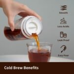 watchget Cold Brew Coffee Maker Travel Tumbler with Soft Silicone Handle Portable Iced Coffee & Tea Infuser with Airtight Lid Cold Brew Travel Cup 20oz/600ml White - Image 3