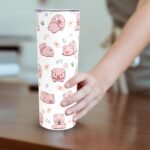 Pig Gift for Women Pig Gifts for Swine Lovers Birthday Gifts for Girls Swine Tumbler With Lid and Straw -Cup 20oz Insulated Stainless Steel Skinny Tumbler Travel Coffee Mug - Image 4