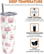 Pig Gift for Women Pig Gifts for Swine Lovers Birthday Gifts for Girls Swine Tumbler With Lid and Straw -Cup 20oz Insulated Stainless Steel Skinny Tumbler Travel Coffee Mug - Image 6