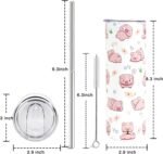 Pig Gift for Women Pig Gifts for Swine Lovers Birthday Gifts for Girls Swine Tumbler With Lid and Straw -Cup 20oz Insulated Stainless Steel Skinny Tumbler Travel Coffee Mug - Image 7