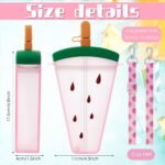 4 Pieces Cute Ice Cream Water Bottles with Strap Kawaii Camera Shaped Drinking Purse Ice Bar Transparent Jug Cup for Camping Sports Shopping Kids(Chic Style) - Image 3