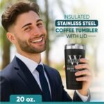 Custom Groom Groomsmen Engraved Insulated Stainless Steel Tumbler with Lid 20 oz. Travel Mug Cup Personalized Groomsman Gift for Bachelor Party (Black) - Image 4