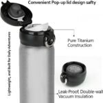 Titanium Water Bottle Wide Mouthed Cup - Double wall Vacuum Insulation, Lightweight and Durable, Perfect for Coffee, Tea, Water, Indoor & Outdoor, Silver - 15.6 oz - Image 3