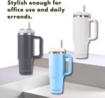40oz Insulated Stainless Steel Travel Tumbler with Handgrip for Coffee, Tea, Smoothies - Water Bottle Cup with Handle and Straw Lid - Leakproof and Reusable Mug (Sand Dune) - Image 6