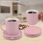 BESTINNKITS Smart Coffee Set Auto On/Off Gravity-induction Mug Office Desk Use, Candle Wax Cup Warmer Heating Plate (Up To 131F/55C), 14oz (Pink Set) - Image 3