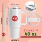 Joyclub 8 Pack 40 OZ Sublimation Tumblers with Handle Blank Insulated Large Tumbler Bulk, Coffee Travel Cups Stainless Steel Travel Mug for Diy Craft Heat Press Print - Image 4