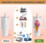 Joyclub 8 Pack 40 OZ Sublimation Tumblers with Handle Blank Insulated Large Tumbler Bulk, Coffee Travel Cups Stainless Steel Travel Mug for Diy Craft Heat Press Print - Image 6