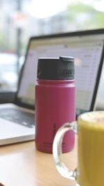 Fifty/Fifty 20oz, Double Wall Vacuum Insulated Café Water Bottle, Stainless Steel, Flip Cap w/ Wide Mouth, Slate Grey, 20oz/591mL - Image 5