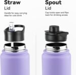 24oz Insulated Water Bottle with Straw Lid, Stainless Steel Metal Water Bottle with Straw & Wide Mouth Lid, Double Wall Vacuum Water Bottle for Hiking Camping, Lavender 4 Pack - Image 4