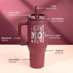 Christmas Gift for Mom - 40 oz Tumbler with Handles & Straw Lid for Mother, Vacuum Insulated Travel Coffee Mug, Best Mom Ever Stainless Steel Cup with Cleaner for Mother's Day Gift - Image 3