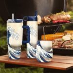RainCaper 18/8 Stainless Steel Insulated Water Tumbler with Straw | 30oz, BPA-Free, Double Wall for Hot & Cold | Travel-Friendly, Cup Holder Ready (Hokusai The Great Wave) - Image 3